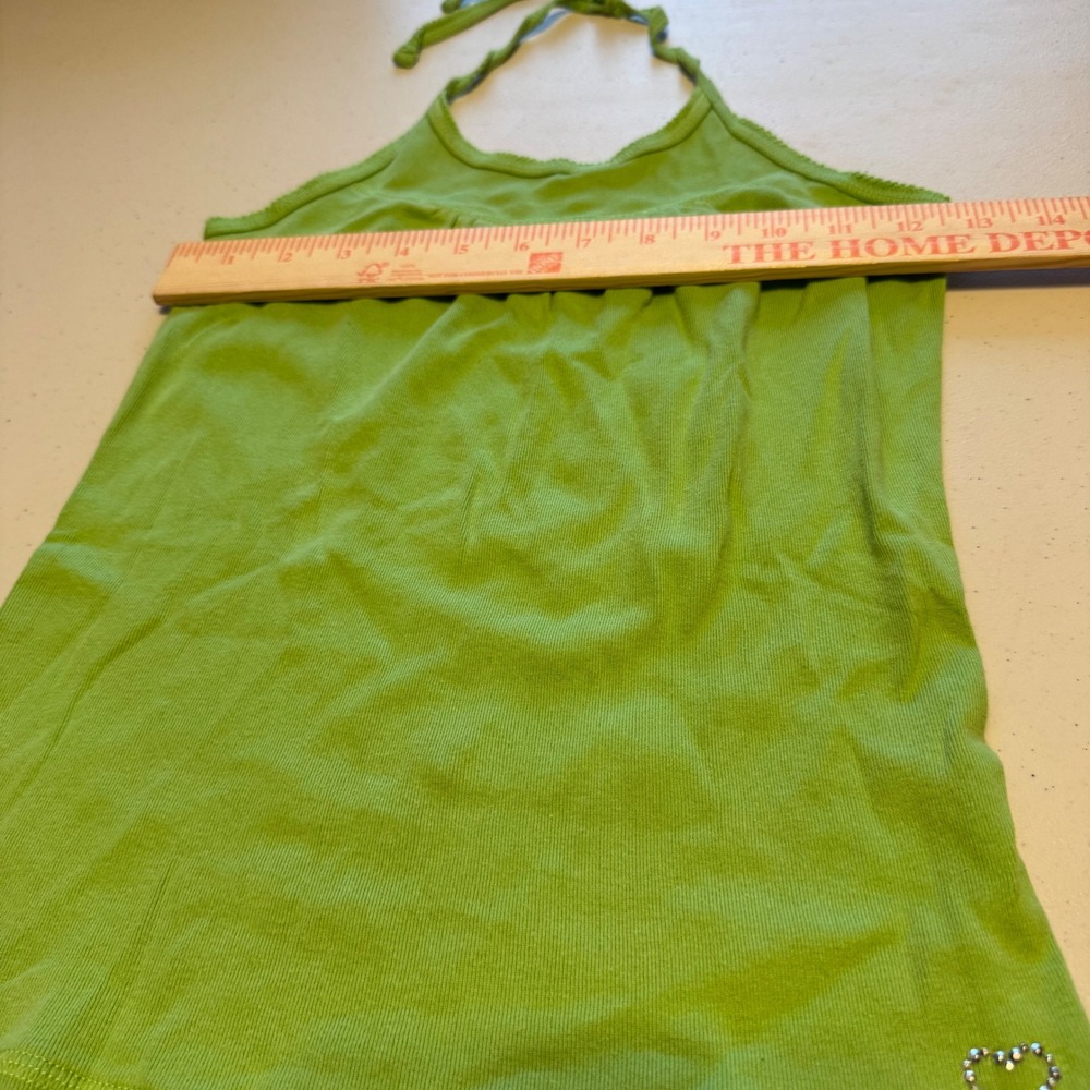 Y2K Aesthetic Girls Size 10 Gap Kids Green Halter Top Rhinestone Heart vintage - Picture 5 of 6